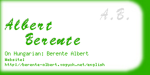 albert berente business card